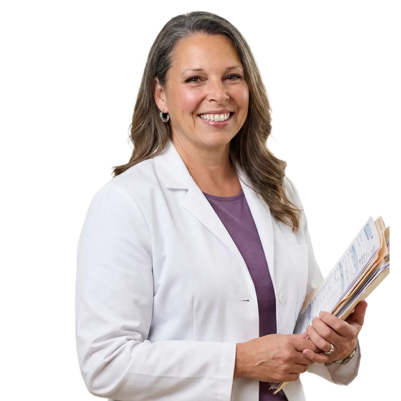 A joyful woman laughing with her hands raised, expressing happiness and carefree spirit.