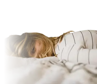 Woman lying down on pillow
