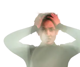 Young man with stressed expression