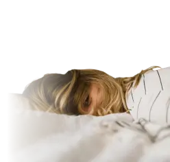 Woman lying down on pillow