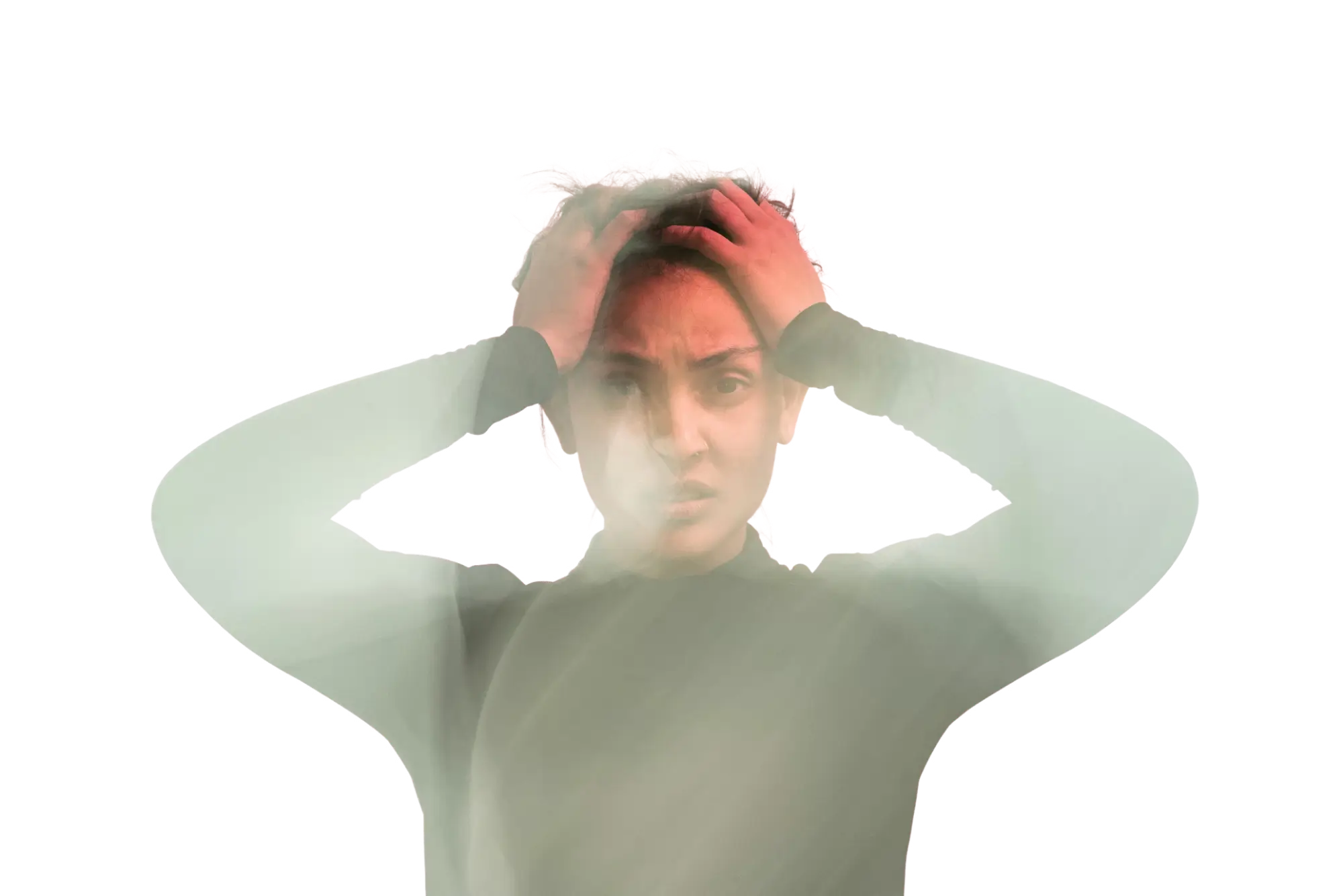 Young man with stressed expression